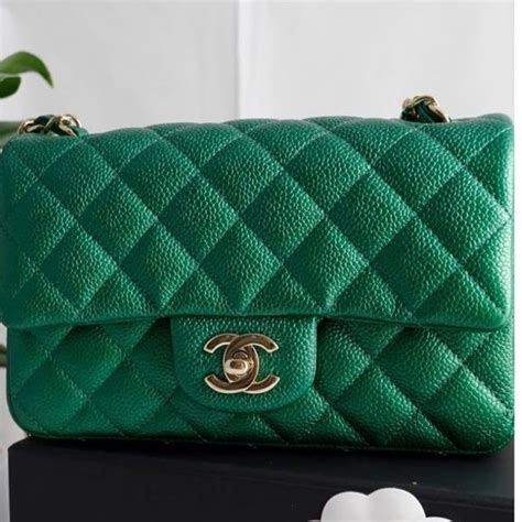 chanel classic mini green